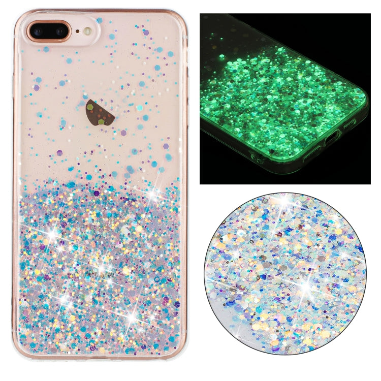 Transparent Frame Noctilucent Glitter Powder TPU Phone Case, For iPhone XR, For iPhone XS Max, For iPhone X, For iPhone 8 Plus / 7 Plus