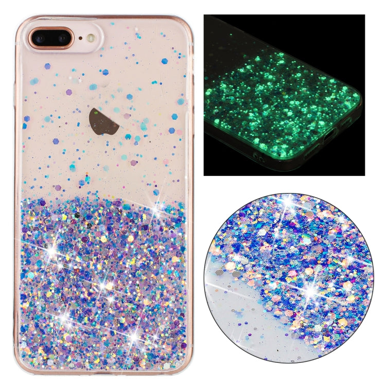 Transparent Frame Noctilucent Glitter Powder TPU Phone Case, For iPhone XR, For iPhone XS Max, For iPhone X, For iPhone 8 Plus / 7 Plus