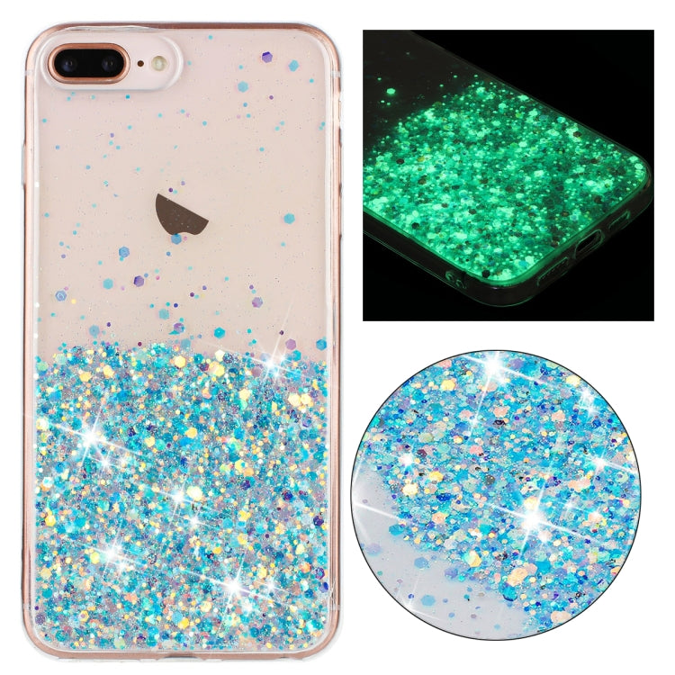 Transparent Frame Noctilucent Glitter Powder TPU Phone Case, For iPhone XR, For iPhone XS Max, For iPhone X, For iPhone 8 Plus / 7 Plus