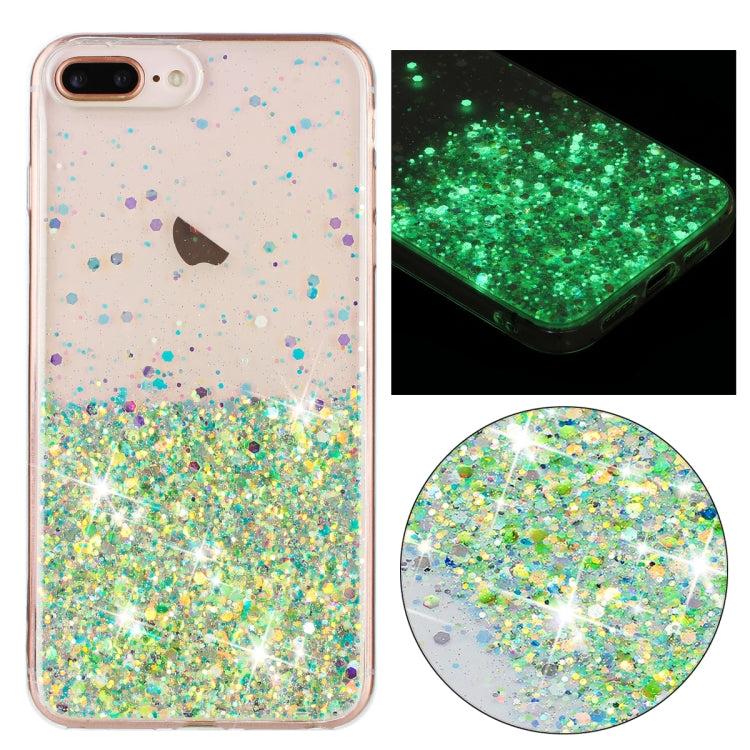 Transparent Frame Noctilucent Glitter Powder TPU Phone Case, For iPhone XR, For iPhone XS Max, For iPhone X, For iPhone 8 Plus / 7 Plus