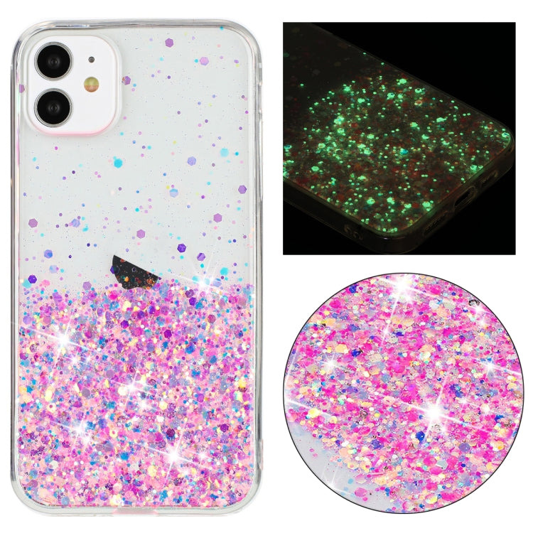 Transparent Frame Noctilucent Glitter Powder TPU Phone Case, For iPhone 12 Pro, For iPhone 11 Pro Max, For iPhone 11, For iPhone 11 Pro