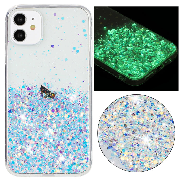 Transparent Frame Noctilucent Glitter Powder TPU Phone Case, For iPhone 12 Pro, For iPhone 11 Pro Max, For iPhone 11, For iPhone 11 Pro