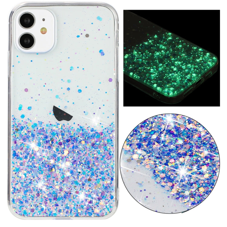 Transparent Frame Noctilucent Glitter Powder TPU Phone Case, For iPhone 12 Pro, For iPhone 11 Pro Max, For iPhone 11, For iPhone 11 Pro