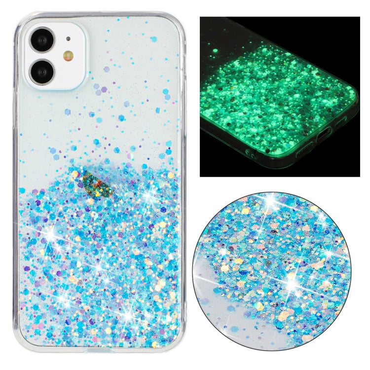 Transparent Frame Noctilucent Glitter Powder TPU Phone Case, For iPhone 12 Pro, For iPhone 11 Pro Max, For iPhone 11, For iPhone 11 Pro