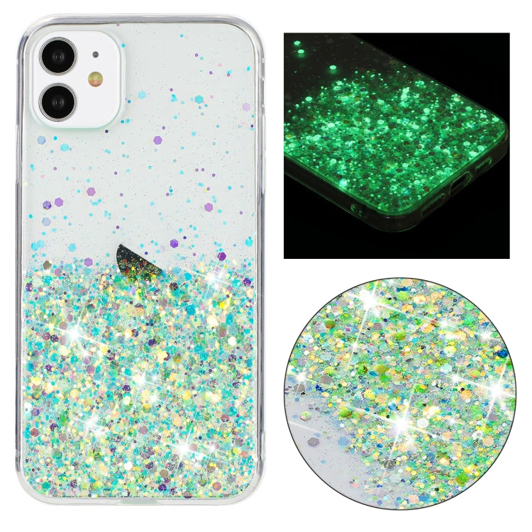 Transparent Frame Noctilucent Glitter Powder TPU Phone Case, For iPhone 12 Pro, For iPhone 11 Pro Max, For iPhone 11, For iPhone 11 Pro