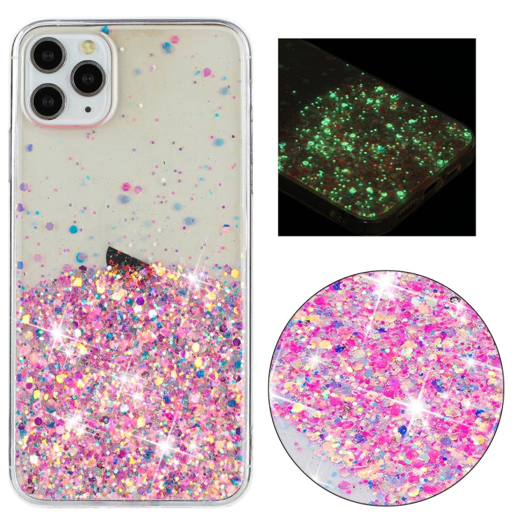 Transparent Frame Noctilucent Glitter Powder TPU Phone Case, For iPhone 12 Pro, For iPhone 11 Pro Max, For iPhone 11, For iPhone 11 Pro