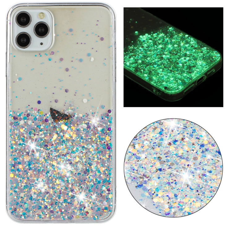 Transparent Frame Noctilucent Glitter Powder TPU Phone Case, For iPhone 12 Pro, For iPhone 11 Pro Max, For iPhone 11, For iPhone 11 Pro
