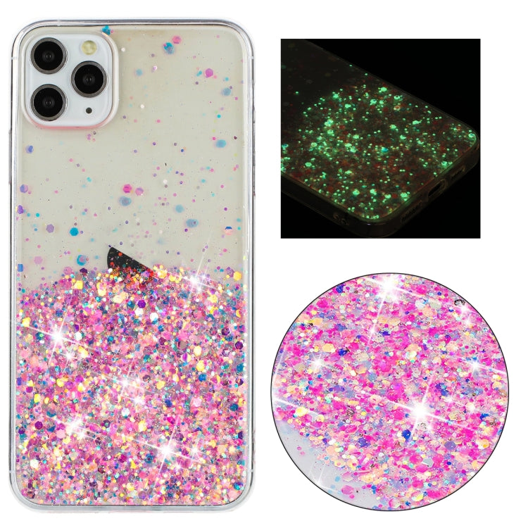 Transparent Frame Noctilucent Glitter Powder TPU Phone Case, For iPhone 12 Pro, For iPhone 11 Pro Max, For iPhone 11, For iPhone 11 Pro