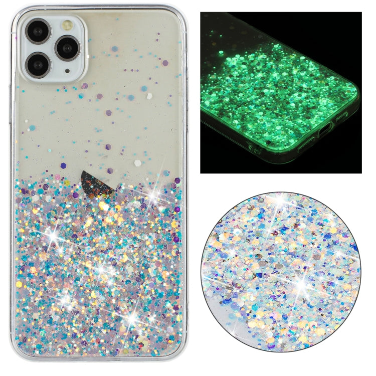 Transparent Frame Noctilucent Glitter Powder TPU Phone Case, For iPhone 12 Pro, For iPhone 11 Pro Max, For iPhone 11, For iPhone 11 Pro