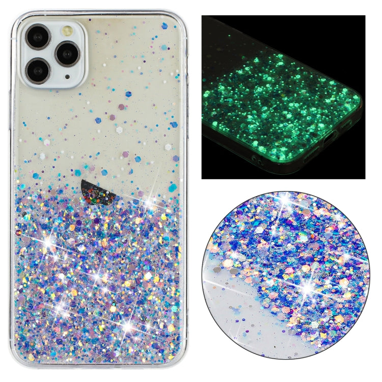 Transparent Frame Noctilucent Glitter Powder TPU Phone Case, For iPhone 12 Pro, For iPhone 11 Pro Max, For iPhone 11, For iPhone 11 Pro