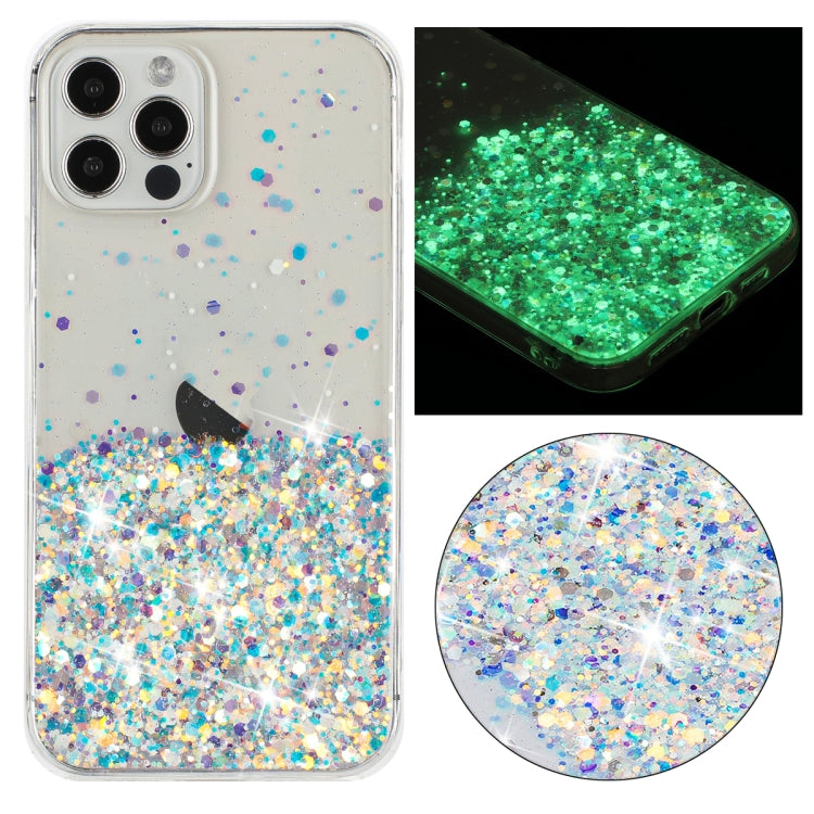 Transparent Frame Noctilucent Glitter Powder TPU Phone Case, For iPhone 12 Pro, For iPhone 11 Pro Max, For iPhone 11, For iPhone 11 Pro