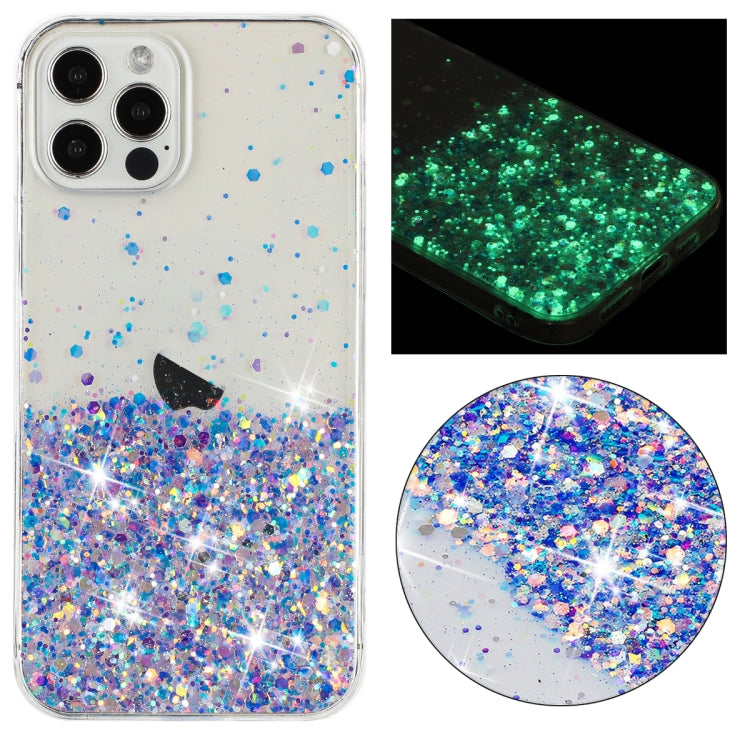 Transparent Frame Noctilucent Glitter Powder TPU Phone Case, For iPhone 12 Pro, For iPhone 11 Pro Max, For iPhone 11, For iPhone 11 Pro