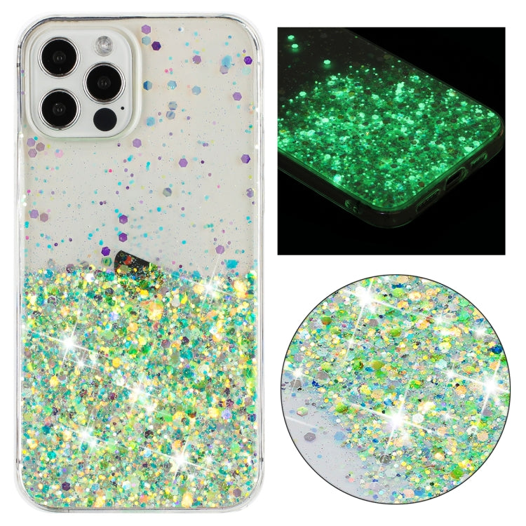 Transparent Frame Noctilucent Glitter Powder TPU Phone Case, For iPhone 12 Pro, For iPhone 11 Pro Max, For iPhone 11, For iPhone 11 Pro
