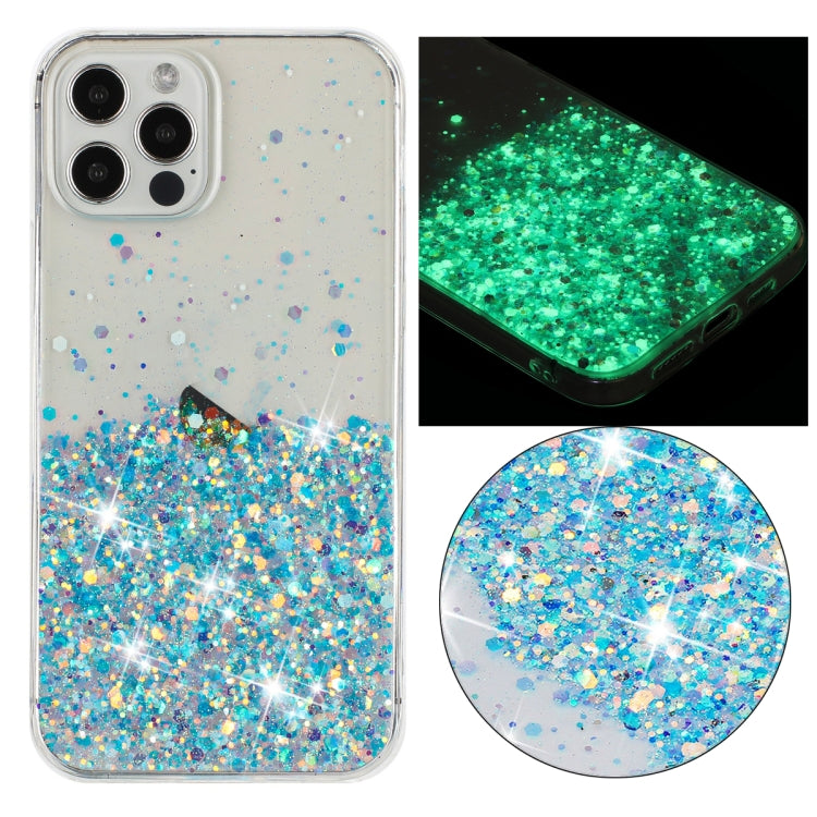 Transparent Frame Noctilucent Glitter Powder TPU Phone Case, For iPhone 13 Pro Max, For iPhone 13 Pro, For iPhone 13, For iPhone 12 Pro Max