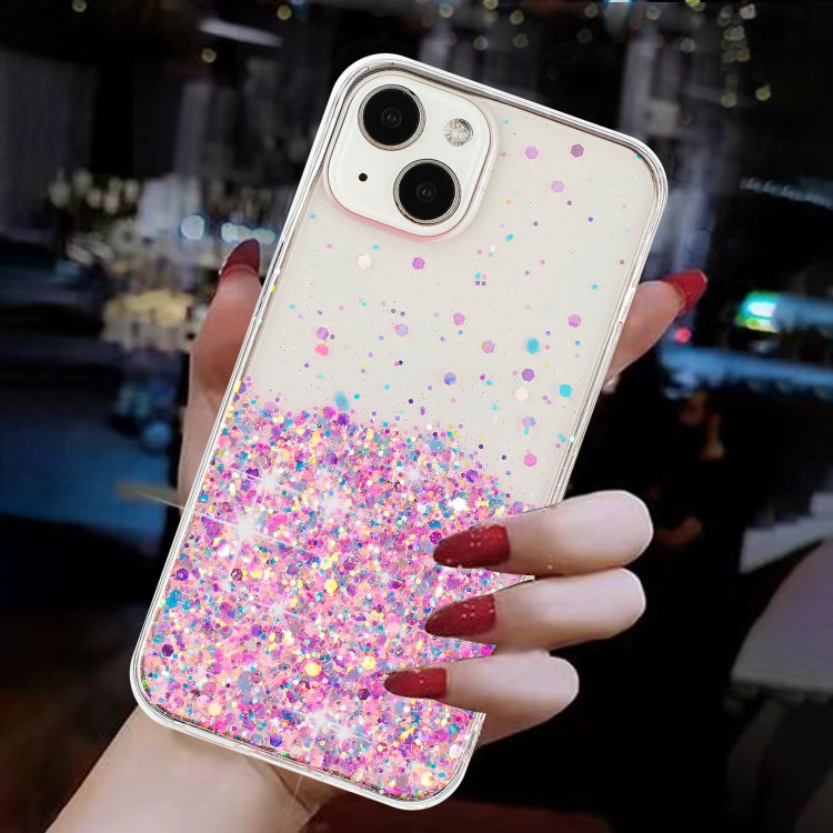 Transparent Frame Noctilucent Glitter Powder TPU Phone Case, For iPhone 14 Plus, For iPhone 14, For iPhone 14 Pro, For iPhone 14 Pro Max