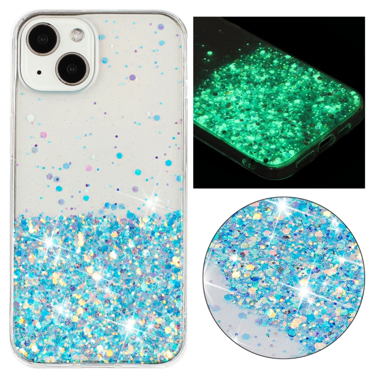 Transparent Frame Noctilucent Glitter Powder TPU Phone Case, For iPhone 14 Plus, For iPhone 14, For iPhone 14 Pro, For iPhone 14 Pro Max