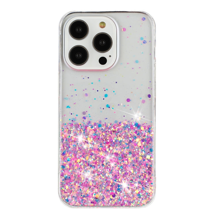 Transparent Frame Noctilucent Glitter Powder TPU Phone Case, For iPhone 15 Pro Max, For iPhone 15 Pro, For iPhone 15 Plus, For iPhone 15