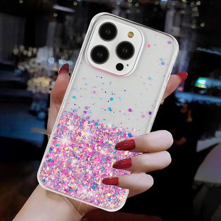 Transparent Frame Noctilucent Glitter Powder TPU Phone Case, For iPhone 15 Pro Max, For iPhone 15 Pro, For iPhone 15 Plus, For iPhone 15