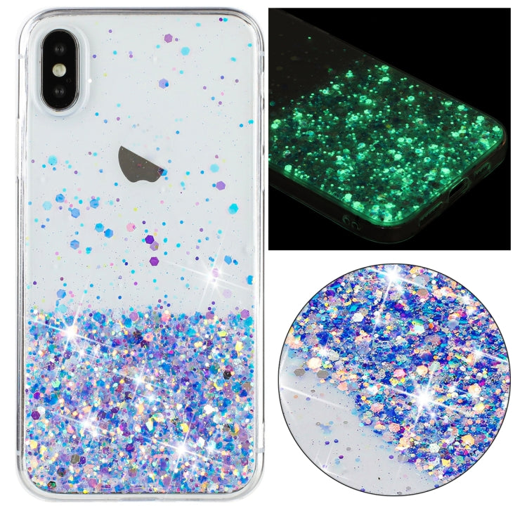 Transparent Frame Noctilucent Glitter Powder TPU Phone Case, For iPhone XR, For iPhone XS Max, For iPhone X, For iPhone 8 Plus / 7 Plus