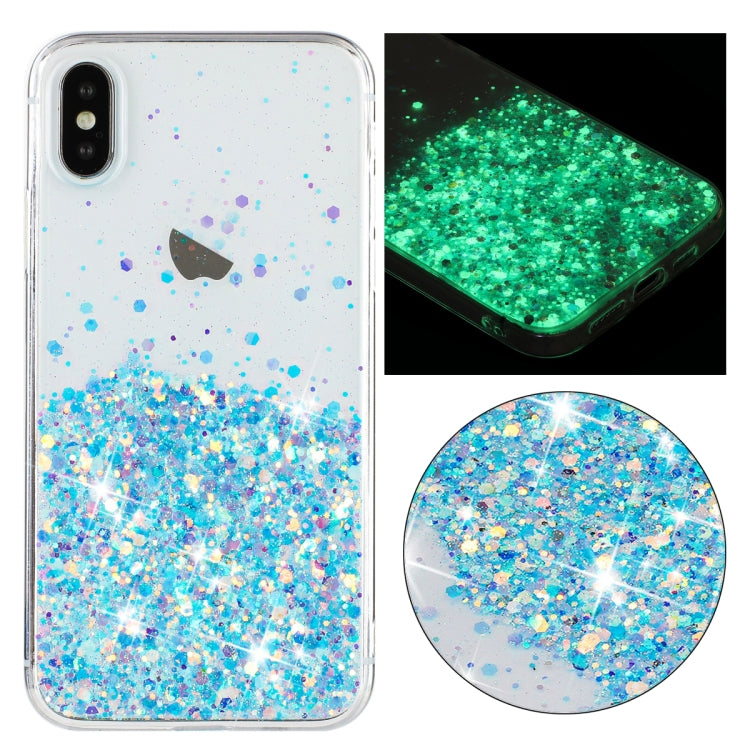 Transparent Frame Noctilucent Glitter Powder TPU Phone Case, For iPhone XR, For iPhone XS Max, For iPhone X, For iPhone 8 Plus / 7 Plus
