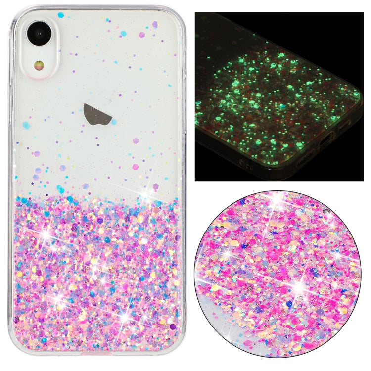 Transparent Frame Noctilucent Glitter Powder TPU Phone Case, For iPhone XR, For iPhone XS Max, For iPhone X, For iPhone 8 Plus / 7 Plus