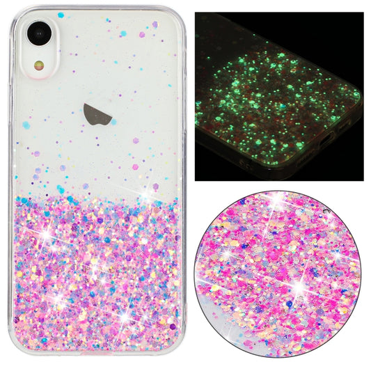 Transparent Frame Noctilucent Glitter Powder TPU Phone Case, For iPhone XR, For iPhone XS Max, For iPhone X, For iPhone 8 Plus / 7 Plus