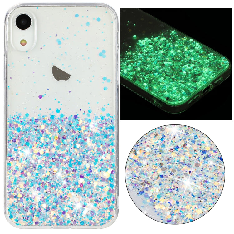 Transparent Frame Noctilucent Glitter Powder TPU Phone Case, For iPhone XR, For iPhone XS Max, For iPhone X, For iPhone 8 Plus / 7 Plus