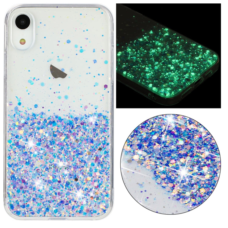 Transparent Frame Noctilucent Glitter Powder TPU Phone Case, For iPhone XR, For iPhone XS Max, For iPhone X, For iPhone 8 Plus / 7 Plus