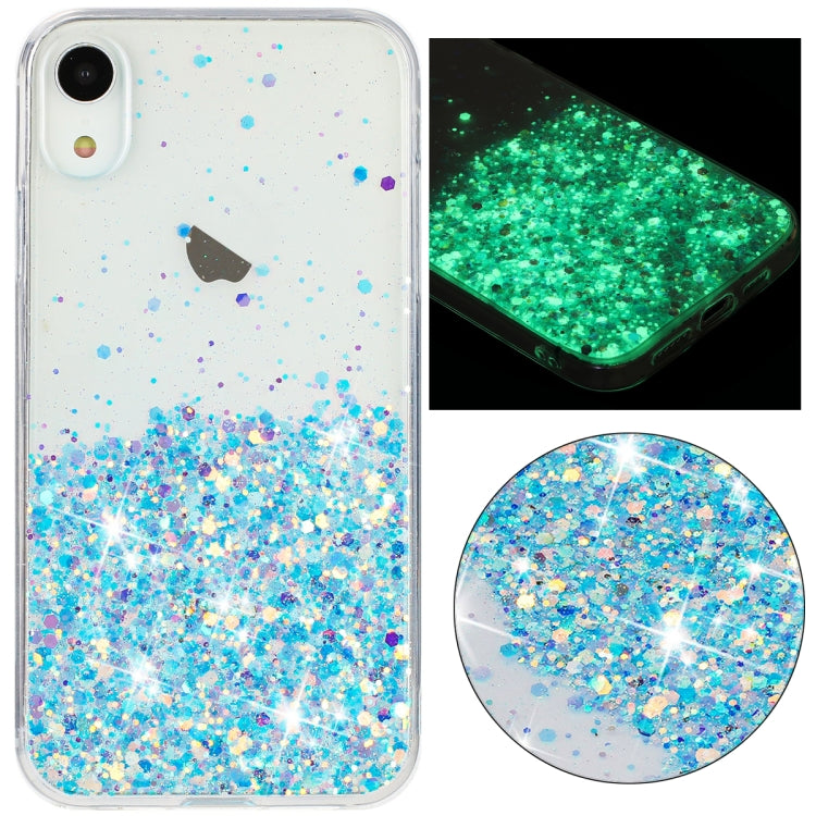 Transparent Frame Noctilucent Glitter Powder TPU Phone Case, For iPhone XR, For iPhone XS Max, For iPhone X, For iPhone 8 Plus / 7 Plus