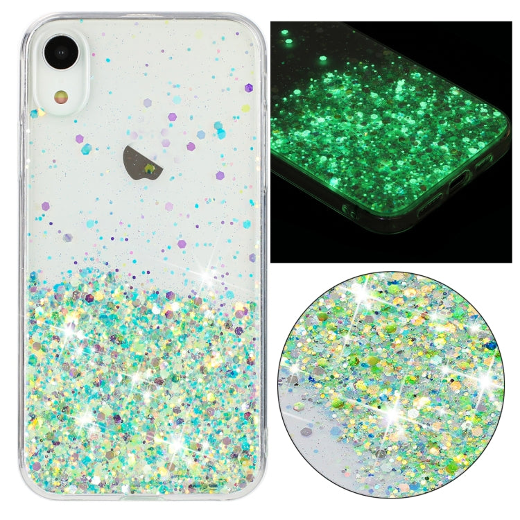 Transparent Frame Noctilucent Glitter Powder TPU Phone Case, For iPhone XR, For iPhone XS Max, For iPhone X, For iPhone 8 Plus / 7 Plus