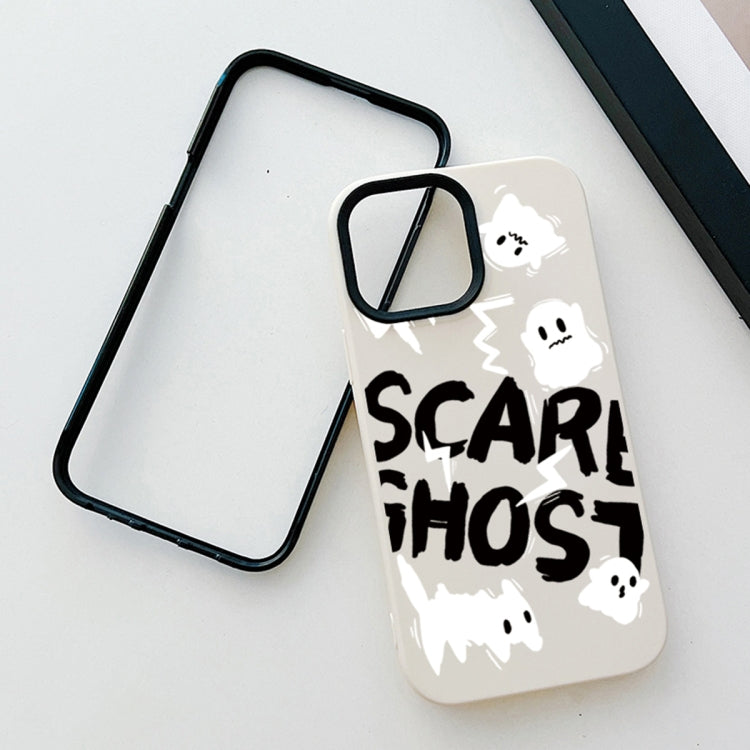 Scared Ghost PC Hybrid TPU Phone Case, For iPhone 15, For iPhone 14 Plus, For iPhone 14
