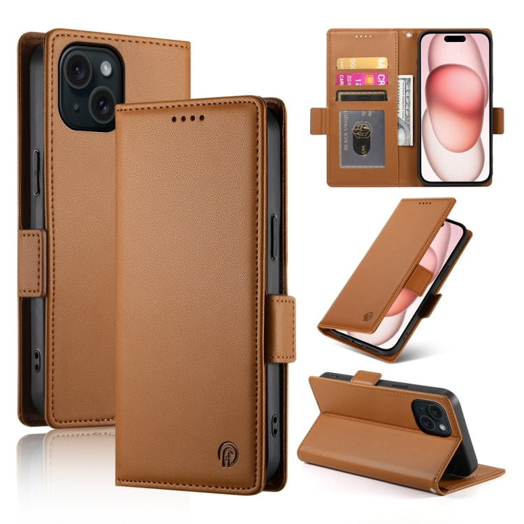 Side Buckle Magnetic Frosted Leather Phone Case, For iPhone 15, For iPhone 14 Plus, For iPhone 14