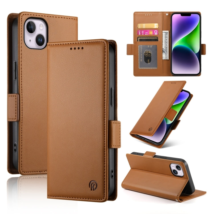 Side Buckle Magnetic Frosted Leather Phone Case, For iPhone 15, For iPhone 14 Plus, For iPhone 14