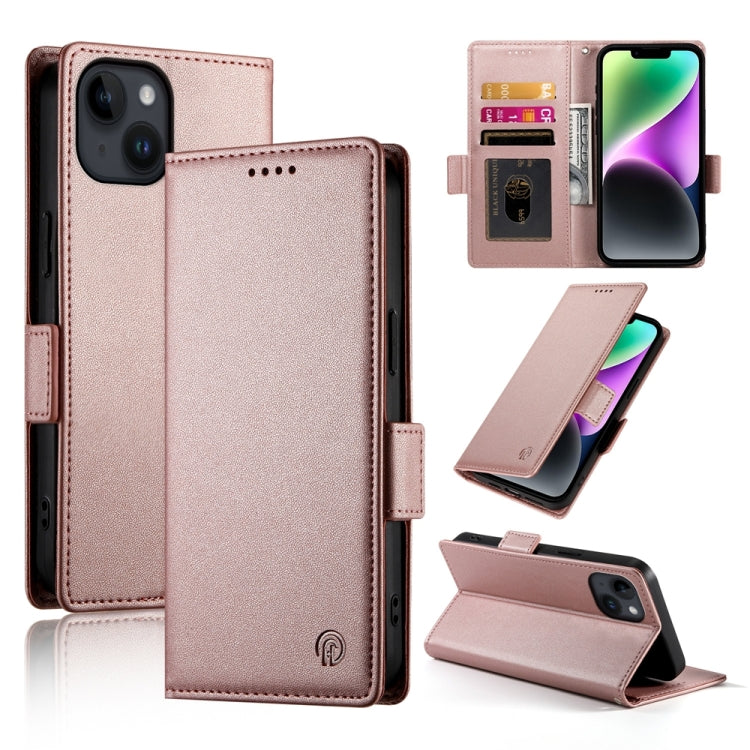 Side Buckle Magnetic Frosted Leather Phone Case, For iPhone 15, For iPhone 14 Plus, For iPhone 14