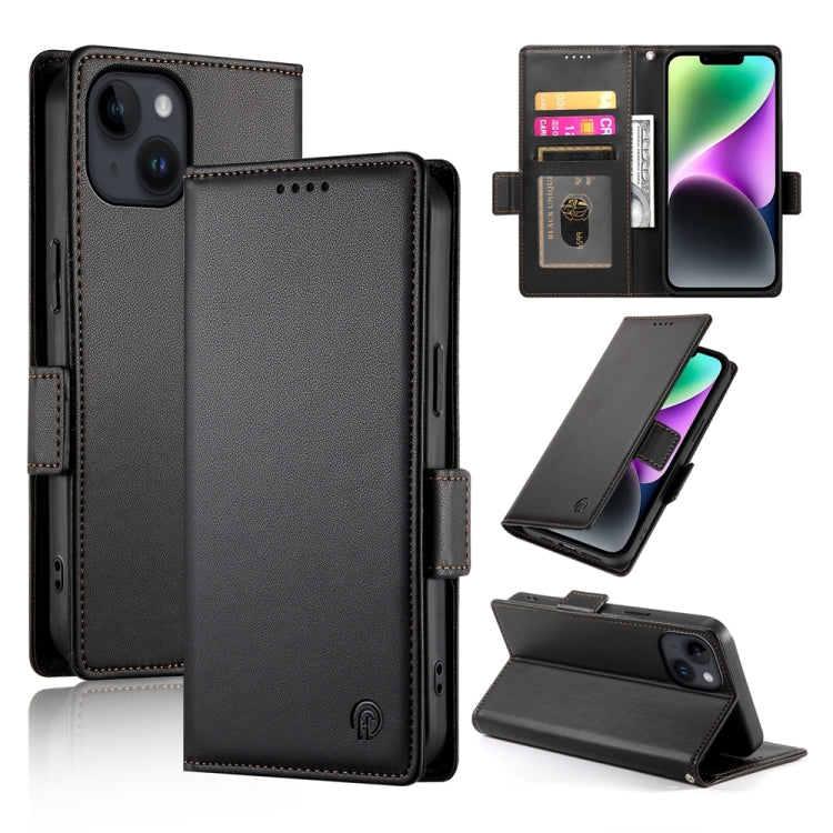 Side Buckle Magnetic Frosted Leather Phone Case, For iPhone 15, For iPhone 14 Plus, For iPhone 14