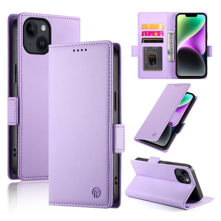 Side Buckle Magnetic Frosted Leather Phone Case, For iPhone 15, For iPhone 14 Plus, For iPhone 14
