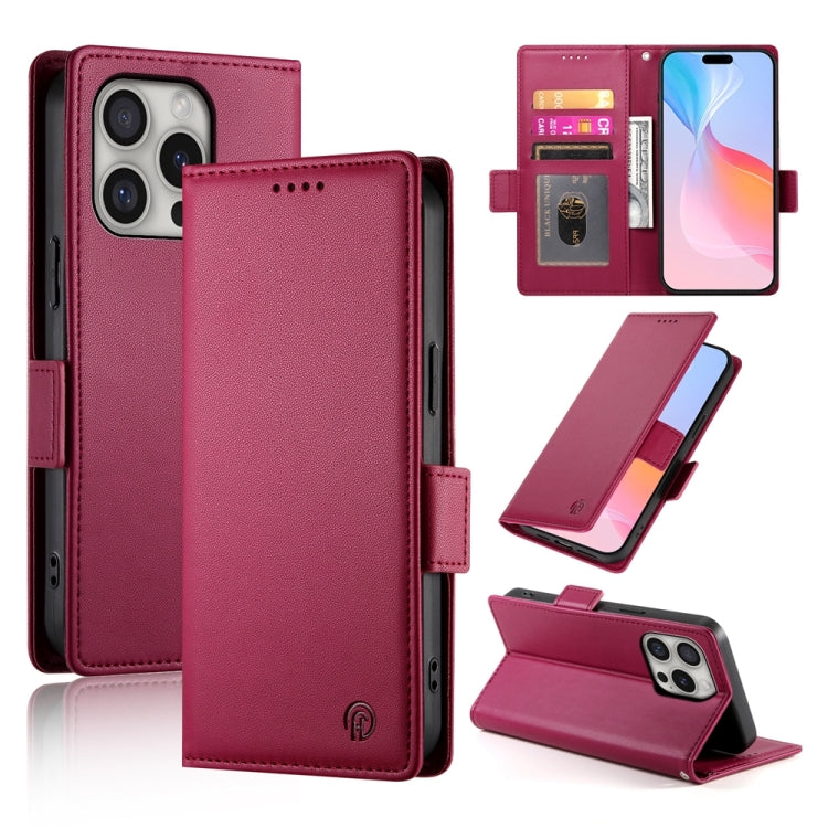 Side Buckle Magnetic Frosted Leather Phone Case, For iPhone 16 Pro, For iPhone 16 Plus, For iPhone 16