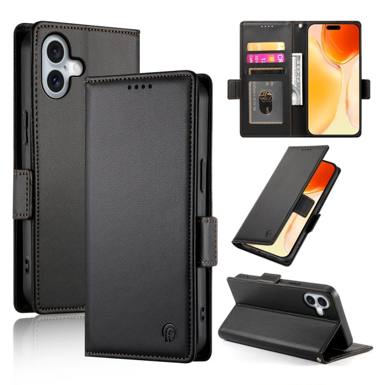 Side Buckle Magnetic Frosted Leather Phone Case, For iPhone 16 Pro, For iPhone 16 Plus, For iPhone 16
