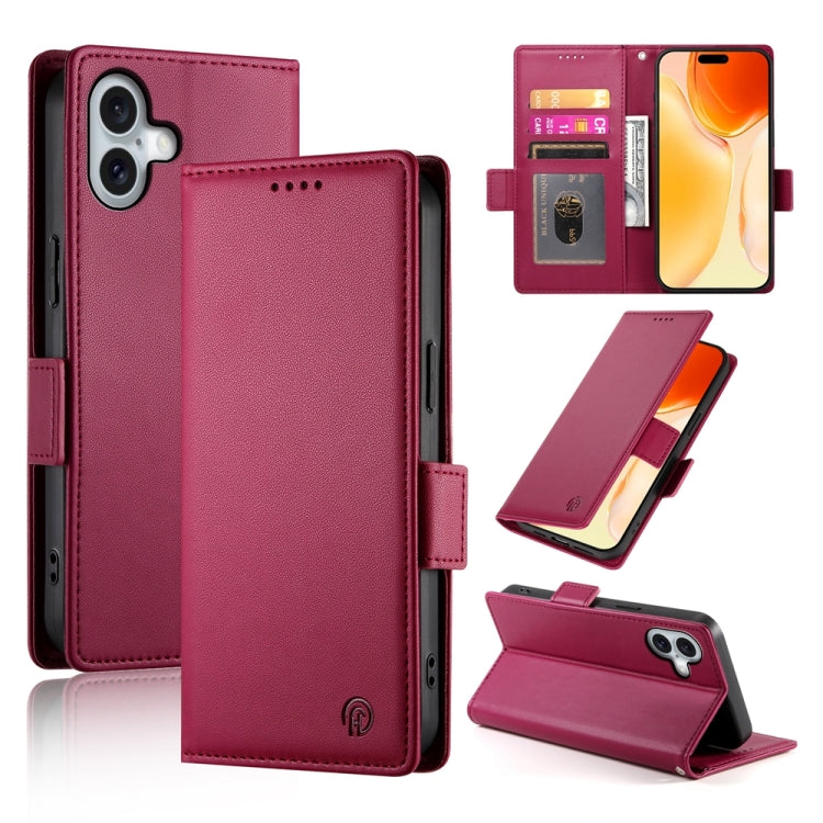 Side Buckle Magnetic Frosted Leather Phone Case, For iPhone 16 Pro, For iPhone 16 Plus, For iPhone 16