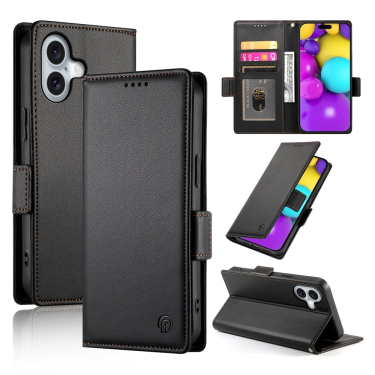 Side Buckle Magnetic Frosted Leather Phone Case, For iPhone 16 Pro, For iPhone 16 Plus, For iPhone 16
