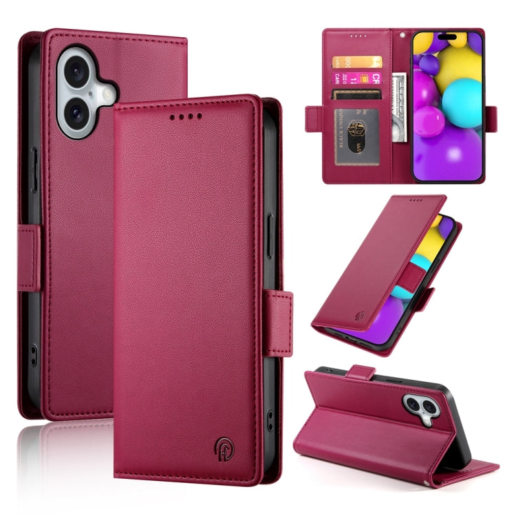 Side Buckle Magnetic Frosted Leather Phone Case, For iPhone 16 Pro, For iPhone 16 Plus, For iPhone 16