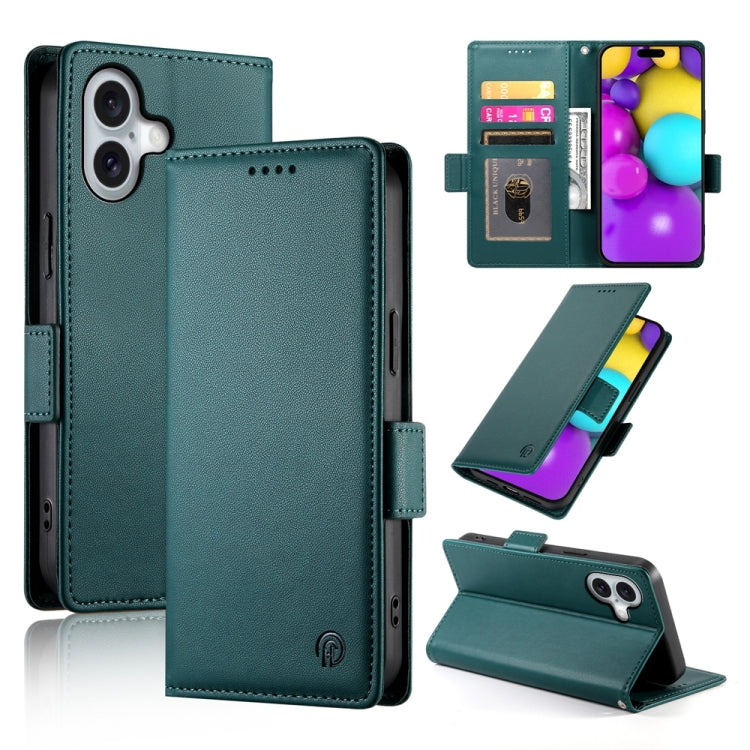 Side Buckle Magnetic Frosted Leather Phone Case, For iPhone 16 Pro, For iPhone 16 Plus, For iPhone 16