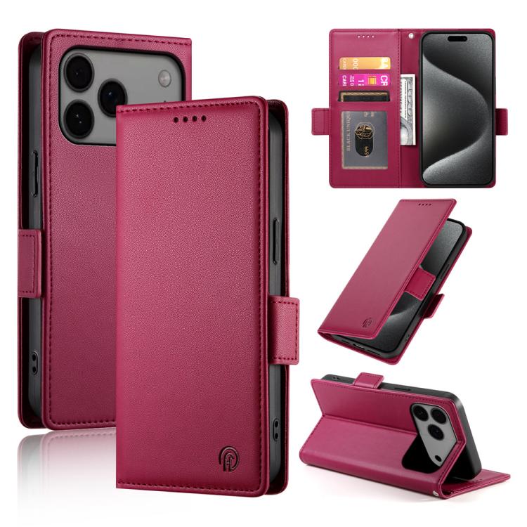 Side Buckle Magnetic Frosted Leather Phone Case, For iPhone 17e / 16e, For iPhone 17 Pro Max, For iPhone 17 Pro