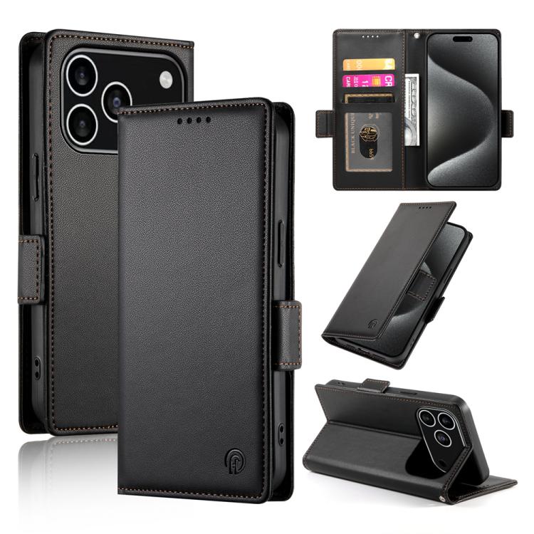 Side Buckle Magnetic Frosted Leather Phone Case, For iPhone 17e / 16e, For iPhone 17 Pro Max, For iPhone 17 Pro