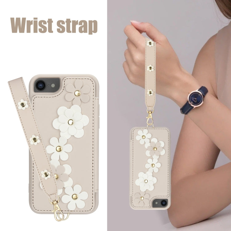 Crossbody Flower Pattern Leather Phone Case, For iPhone SE 2022 / SE 2020, For iPhone 13 Pro Max, For iPhone 13 Pro, For iPhone 12 / 12 Pro