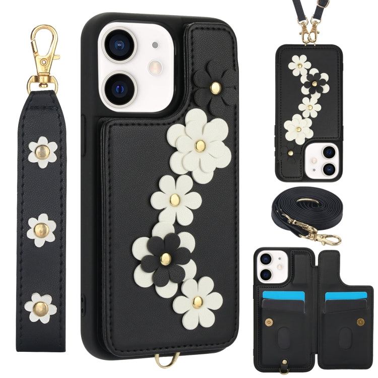 Crossbody Flower Pattern Leather Phone Case, For iPhone 12 Pro Max, For iPhone 11 Pro Max, For iPhone 11, For iPhone 11 Pro