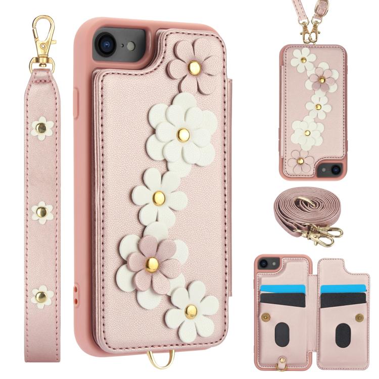 Crossbody Flower Pattern Leather Phone Case, For iPhone 17 Pro Max, For iPhone 17 Pro, For iPhone 17, For iPhone Air