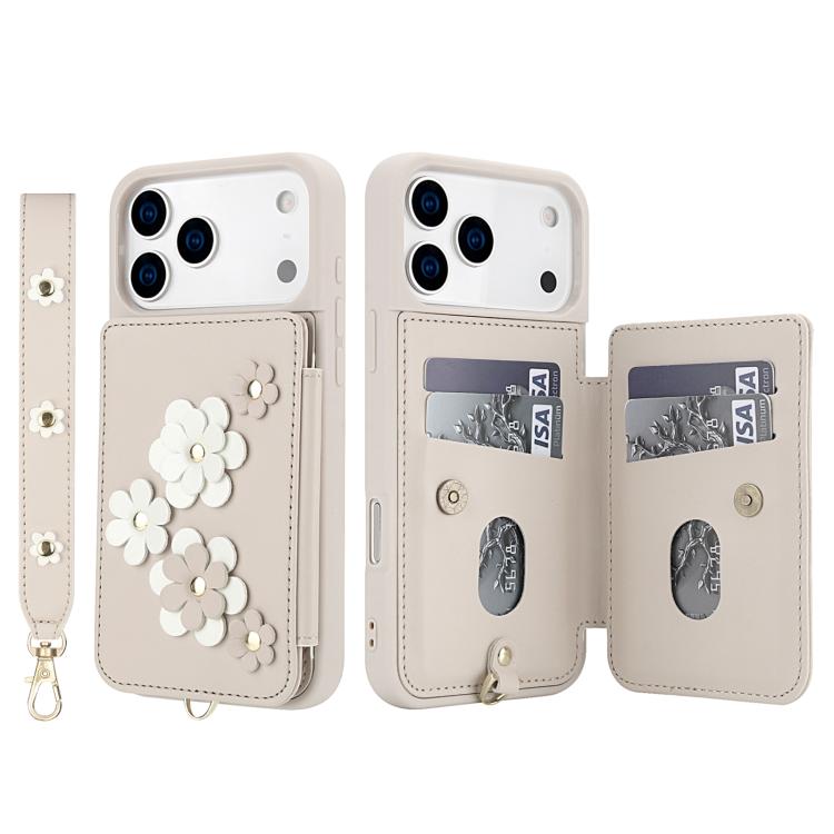 Crossbody Flower Pattern Leather Phone Case, For iPhone 17 Pro Max, For iPhone 17 Pro, For iPhone 17, For iPhone Air
