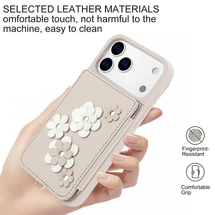 Crossbody Flower Pattern Leather Phone Case, For iPhone 17 Pro Max, For iPhone 17 Pro, For iPhone 17, For iPhone Air