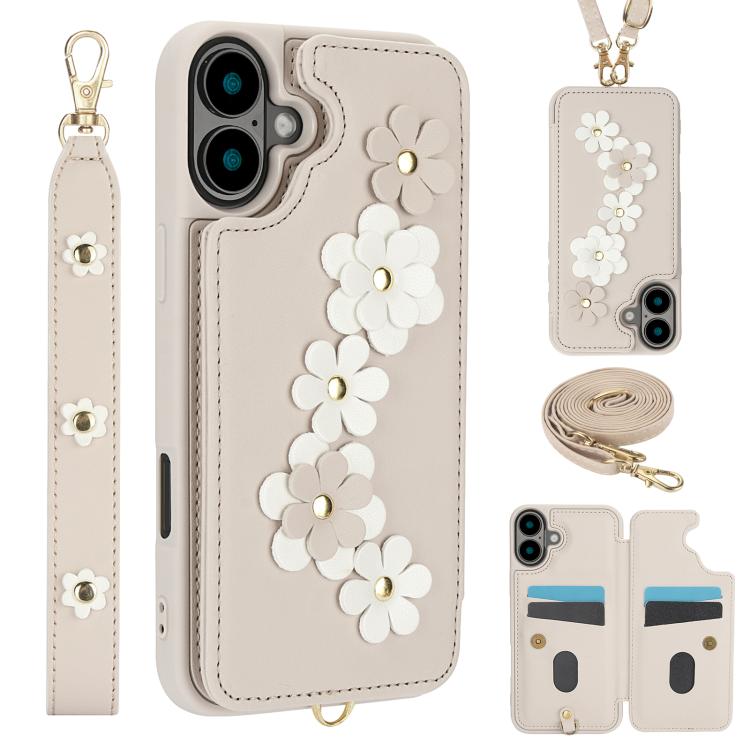 Crossbody Flower Pattern Leather Phone Case, For iPhone 17 Pro Max, For iPhone 17 Pro, For iPhone 17, For iPhone Air